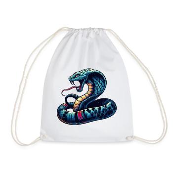 dynamic and colorful Cobra snake motif - Drawstring Bag - white - Front