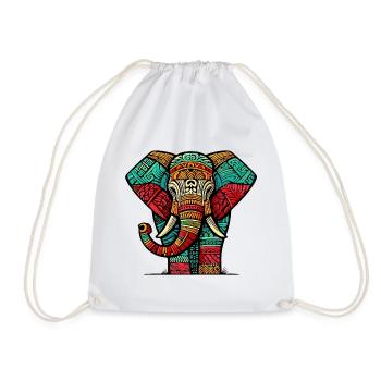 Elephant - Drawstring Bag - white - Front