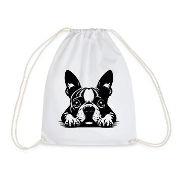 Boston Terrier Kopf mit Pfoten - Turnbeutel - Weiß - Vorne