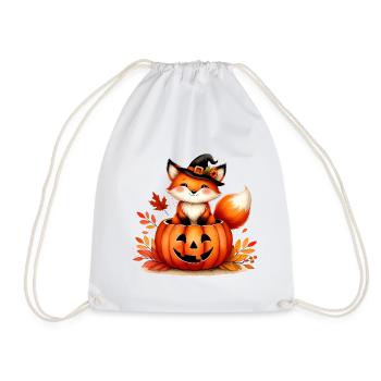 Halloween Fox in the Pumpkin: Sweet Scary Fun - Drawstring Bag - white - Front
