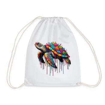 Turtle - Drawstring Bag - white - Front