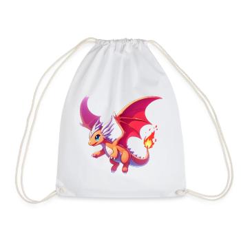Drache - Turnbeutel - Weiß - Vorne
