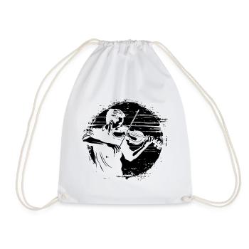 Violinist Drawing - Drawstring Bag - white - Front
