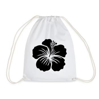 Hibiscus Flower – SVG Black or White Icon Icon - Drawstring Bag - white - Front