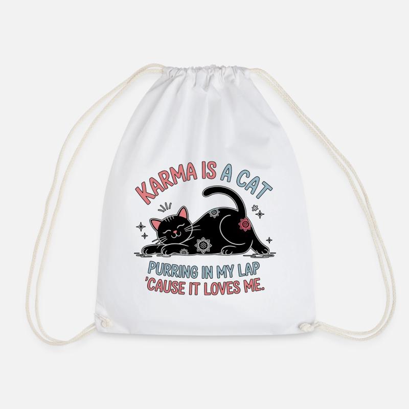 Karma ist eine Katze – Peaceful Cat Design - Turnbeutel - Weiß