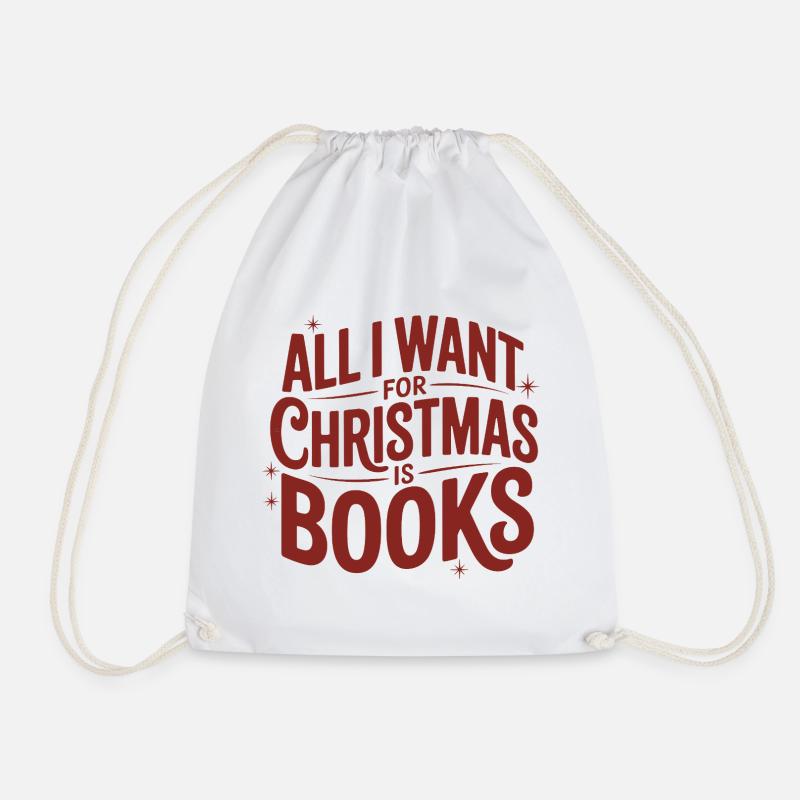 Weihnachtswunsch Bücher - Turnbeutel - Weiß