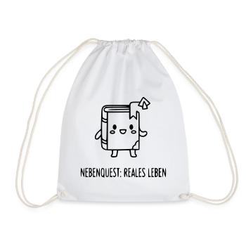 Side Quest: Real Life | Funny Gamer Saying - Drawstring Bag - white - Front