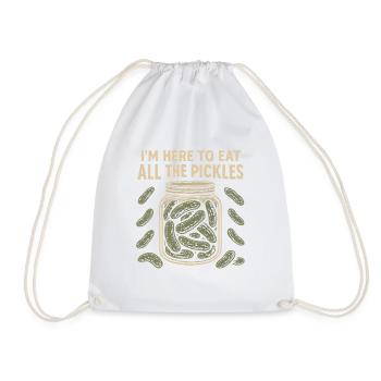 I'm here to eat all the cucumbers. Funny Gur - Drawstring Bag - white - Front