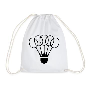 Badminton Shuttlecock with Racket Fan - Drawstring Bag - white - Front