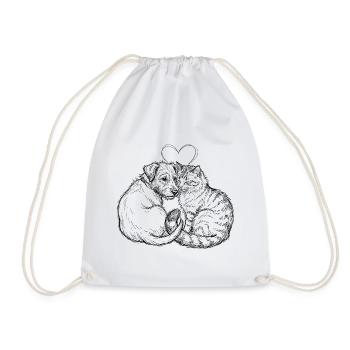 Amis mignons (Chat + Chien) - Sac de sport léger - blanc - Devant