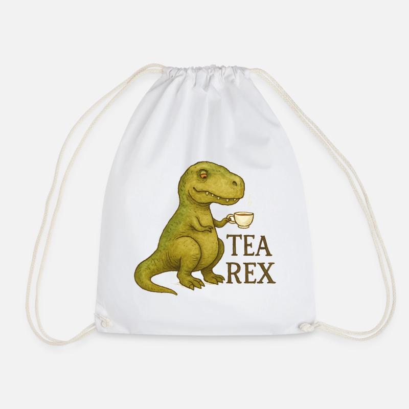 Tea Rex: Aquarell Dino Tea Time - Turnbeutel - Weiß