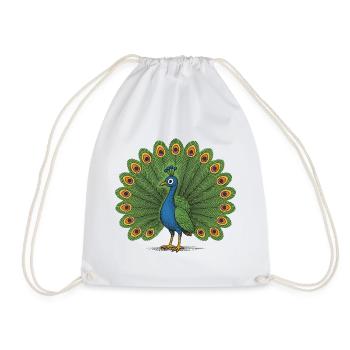 Peacock Colourful Crest - Drawstring Bag - white - Front