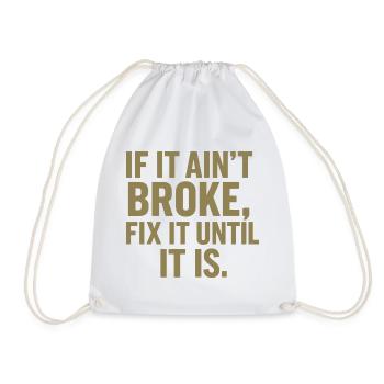 Handyman Sayings for DIY Mechanic Table - Drawstring Bag - white - Front