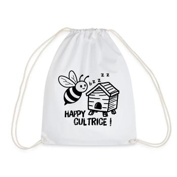 Beekeeper, happy bee farmer with a beehive - Drawstring Bag - white - Front