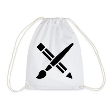 Pinceau, crayon, bricolage, icône artistique - Sac de sport léger - blanc - Devant