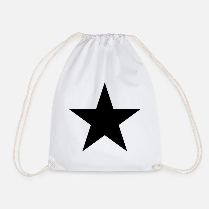 Star Black - Drawstring Bag - white