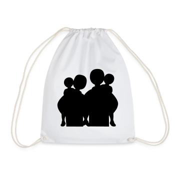 Family Silhouette Parents Children Love Together - Drawstring Bag - white - Front