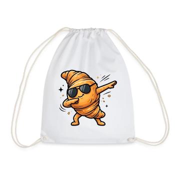 Dabbing Croissant - Drawstring Bag - white - Front