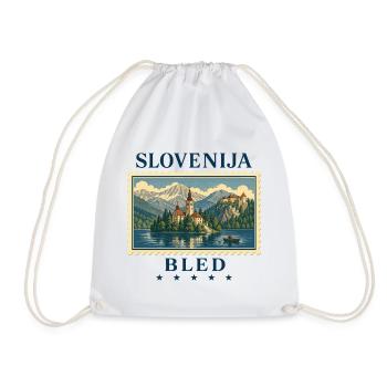 Slowenien Bled Vintage Reisemarke - Turnbeutel - Weiß - Vorne