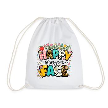 Happy to See Your Face - Drawstring Bag - white - Front