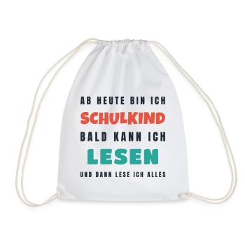 Schulkind 2026 Bald kann ich lesen - Einschulung - Turnbeutel - Weiß - Vorne