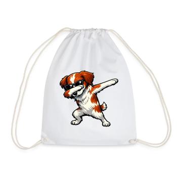 Dabbing Breton Spaniel - Drawstring Bag - white - Front