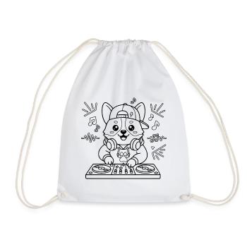 Niedliche Corgi-DJ-Musik-Gliederung Lustiges Hundeliebhaber-Geschenk - Turnbeutel - Weiß - Vorne