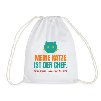 Meine Katze ist der Chef – Katzen Spruch - Turnbeutel - Weiß - Vorne