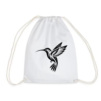 Schwarzer Kolibri Minimalistisch - Turnbeutel - Weiß - Vorne