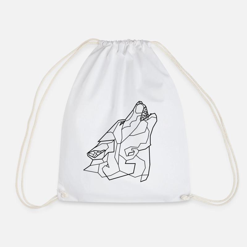 Howling Wolf - Drawstring Bag - white