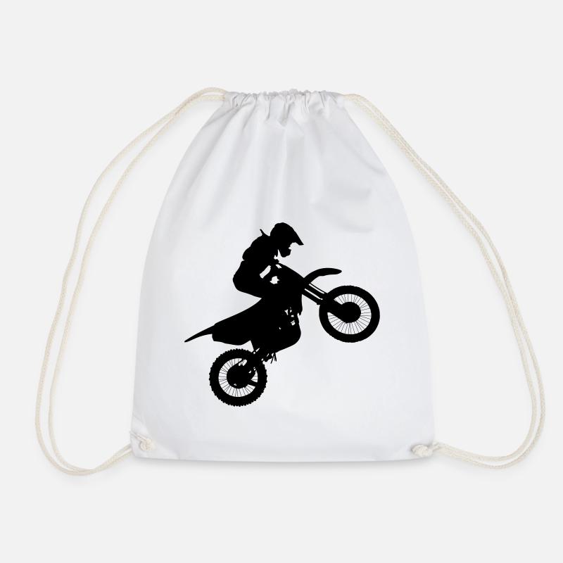 Moto Cross - Drawstring Bag - white