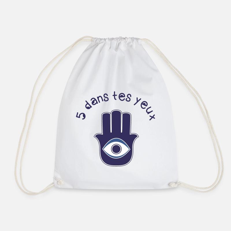 Khamsa: 5 in your eyes! - Drawstring Bag - white