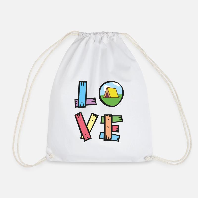 I Love Camping - Camper Love - Drawstring Bag - white