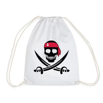 Piraten Totenkopf - Turnbeutel - Weiß - Vorne