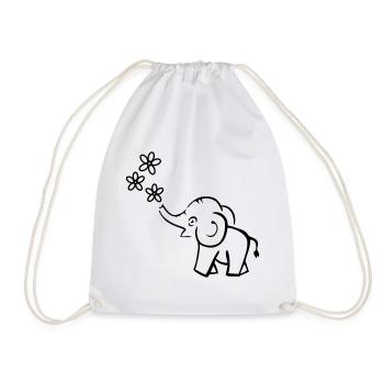 elephant - Drawstring Bag - white - Front