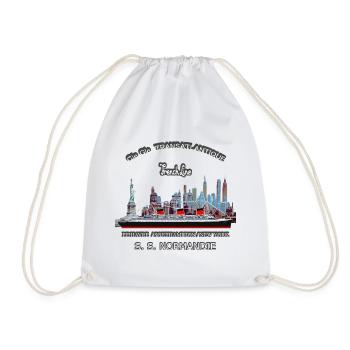 OCEAN LINER NORMANDIE NEW YORK LOUIS RUNEMBERG ADAGP - Drawstring Bag - white - Front