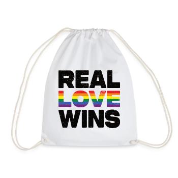 Real Love Wins LGBTQ Rainbow Gay Pride - Turnbeutel - Weiß - Vorne
