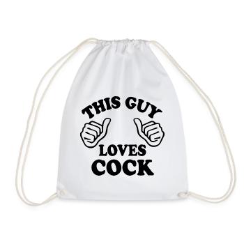 This guy loves cock - Drawstring Bag - white - Front