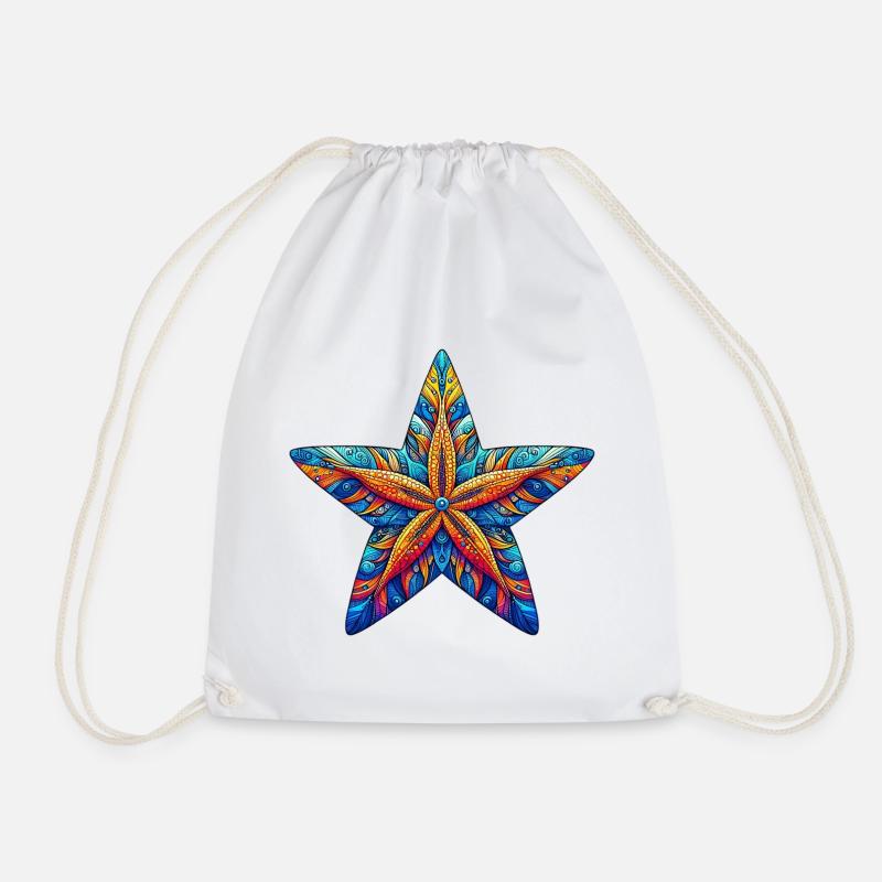 Starfish - Drawstring Bag - white