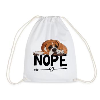 Boxer Dog Nope - Drawstring Bag - white - Front
