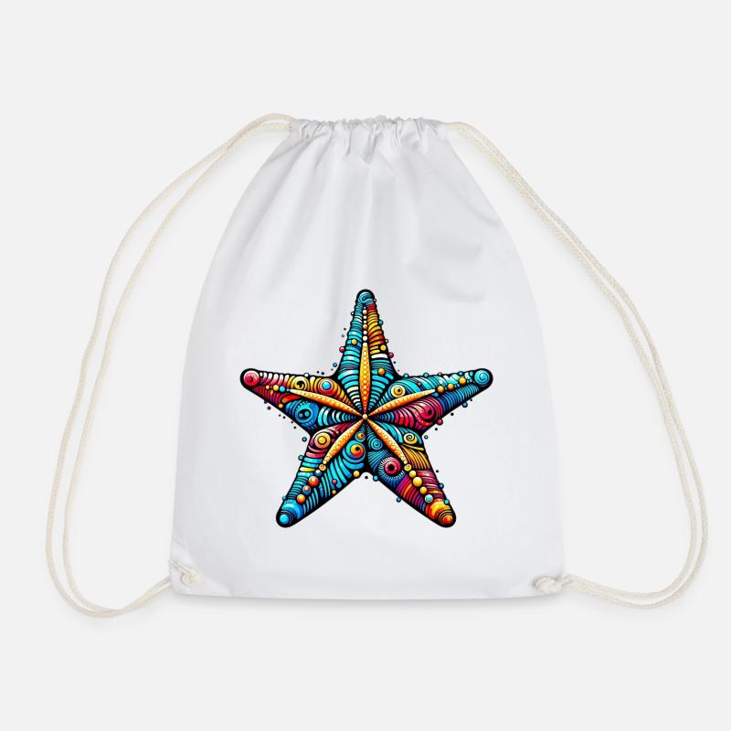 Starfish - Drawstring Bag - white