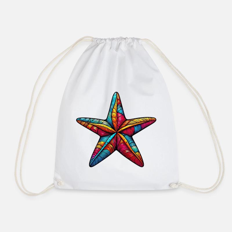 Starfish - Drawstring Bag - white
