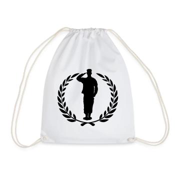 Respect soldier laurel wreath greets - Drawstring Bag - white - Front