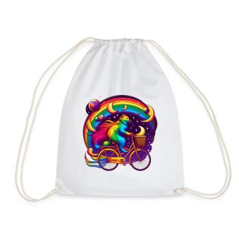 Chat sur un vélo aux couleurs de l’arc-en-ciel - Sac de sport léger - blanc - Devant