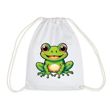 Cute Kids Cartoon Frog - Drawstring Bag - white - Front
