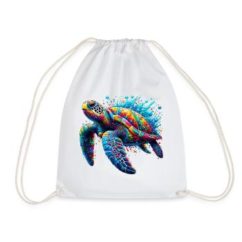 Turtle - Drawstring Bag - white - Front