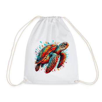 Turtle - Drawstring Bag - white - Front
