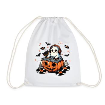 Joyeux fantôme d’Halloween en tant que DJ sur une citrouille - Sac de sport léger - blanc - Devant
