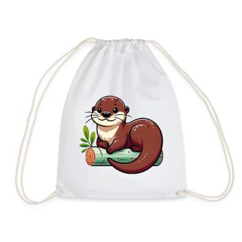 Otter - Drawstring Bag - white - Front