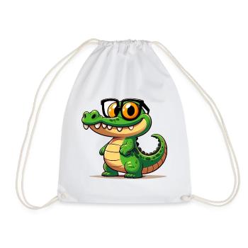 Alligator Crocodile - Drawstring Bag - white - Front